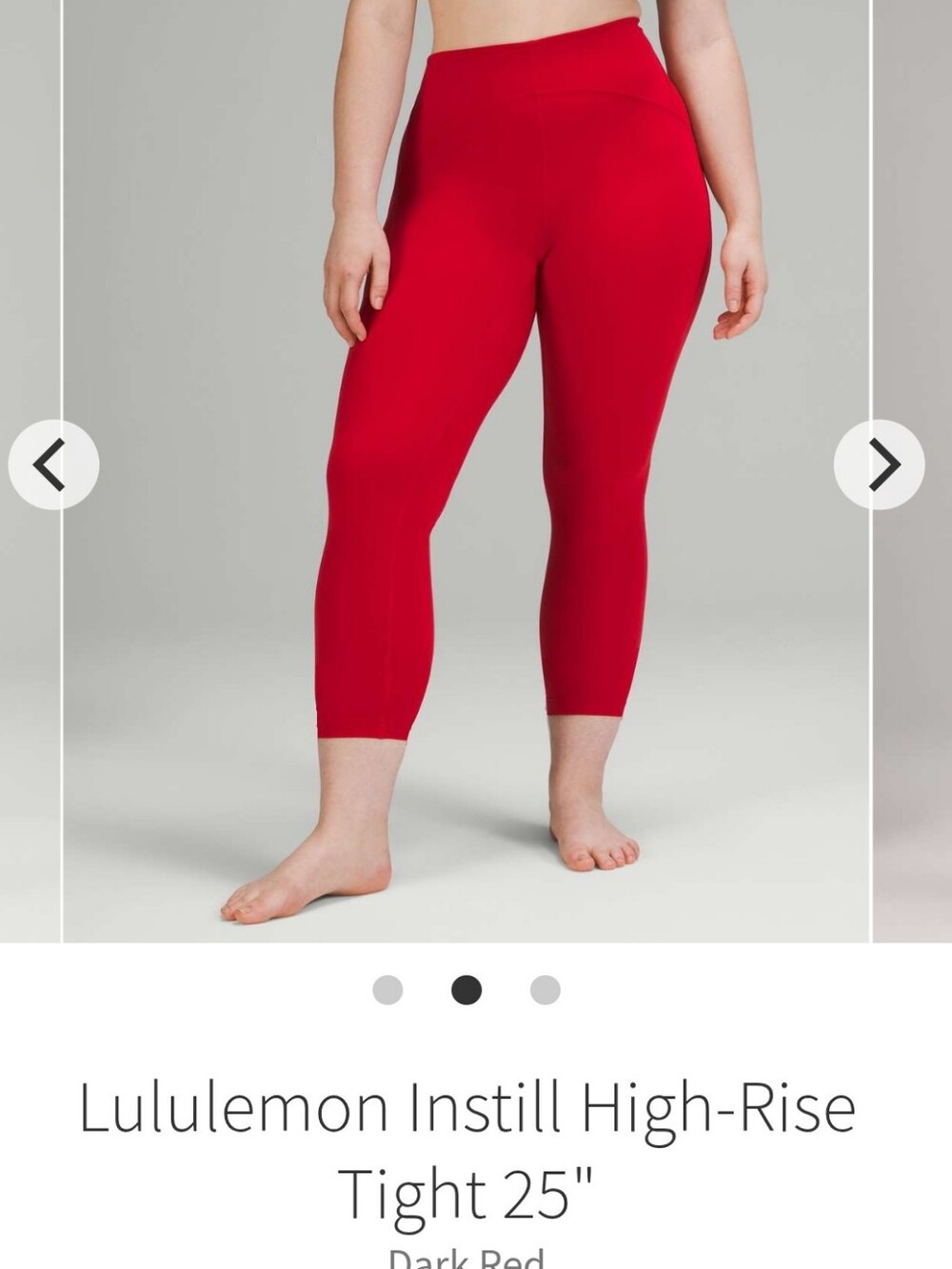 Lululemon W5DWPS Women's Instill HR Tight 25" Ankle Crop Dark Red 12 - Picture 8 of 15